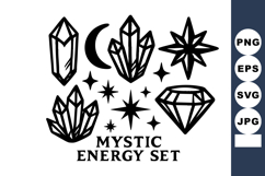 Mystic energy with crystals stars moon and diamond shape Product Image 1