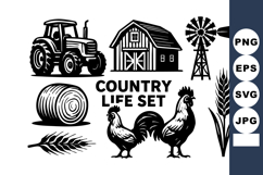 Country life with tractor barn windmill rooster hay bale Product Image 1
