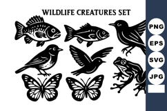 Wildlife creatures with fish birds butterfly and frog in Product Image 1
