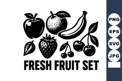 Fresh fruit vector with apple orange banana strawberry a Product Image 1
