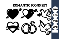 Romantic icons with hearts, arrows, doves, and wedding r Product Image 1