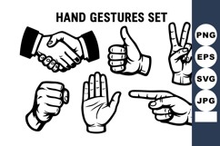 Hand gestures with handshake thumbs up peace fist open p Product Image 1