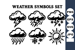 Weather symbols with thunderstorm rain snow sun cloud ve Product Image 1