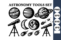 Astronomy tools with telescope planets moon and comets v Product Image 1