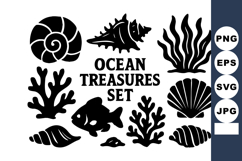 Ocean treasures with seashells coral fish and seaweed ve Product Image 1