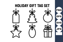 Holiday gift tag with bow decoration and festive shapes Product Image 1