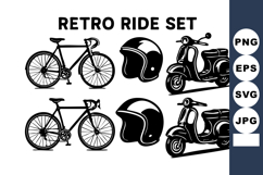 Retro ride featuring vintage bicycles helmets and classi Product Image 1