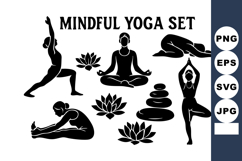 Mindful yoga with lotus flowers and meditation poses for Product Image 1