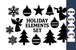 Holiday elements with Christmas tree snowflakes angels b Product Image 1