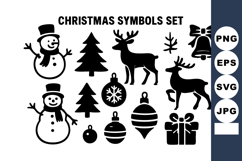 Christmas symbols vector with snowman reindeer tree bell Product Image 1