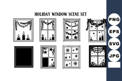 Holiday window scene with festive decorations and candle Product Image 1