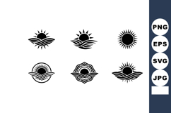 Sun icons with waves and hills vector for nature and lan Product Image 1
