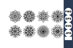 Detailed black and white snowflake vector with intricate Product Image 1