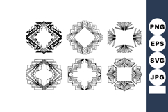 Abstract black ornamental geometric decorative shapes vector Product Image 1