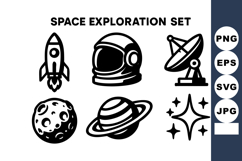 Space exploration vector with rocket astronaut satellite Product Image 1