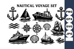 Nautical voyage with sailing ship anchor compass shell Product Image 1