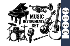 Music instruments with piano trumpet guitar violin drum Product Image 1