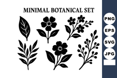 Minimal botanical with simple floral and leaf silhouette Product Image 1