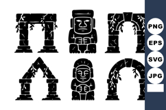 Ancient stone archways and statues with vines climbing detai Product Image 1