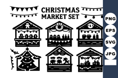 Christmas market with holiday stalls decorations festive Product Image 1