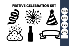 Festive celebration party icons including streamer Product Image 1