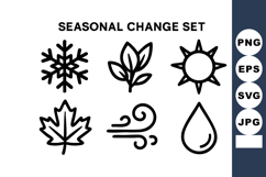 Seasonal change icons with snowflake leaf sun wind Product Image 1