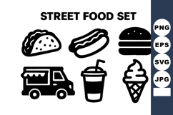Street food icons with taco hotdog burger food truck Product Image 1