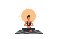 A woman practicing yoga in a meditative pose on a checkered Product Image 1