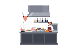 Chef preparing a colorful dish with fresh ingredients while Product Image 1