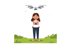 A young girl with a drone remote controller smiling joyfully Product Image 1