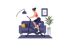 Woman exercising on a stationary bike in a cozy living room Product Image 1