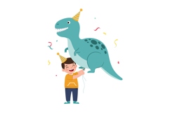 A cheerful boy in a birthday hat joyfully holds a playful di Product Image 1