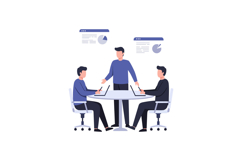 Three professionals engaged in a collaborative meeting aroun Product Image 1