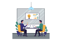 Two professionals engaged in a strategic meeting surrounded Product Image 1