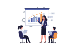 Business presentation scene with a professional woman pointi Product Image 1