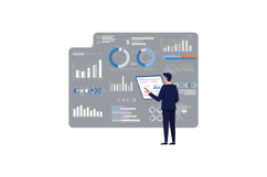 Business professional analyzing data on a tablet in front of Product Image 1