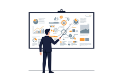 Business professional analyzing data visualizations on a lar Product Image 1