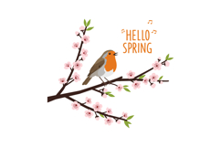 A colorful bird perched on a flowering branch celebrating sp Product Image 1