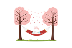 Cozy hammock nestled between blooming cherry trees, inviting Product Image 1