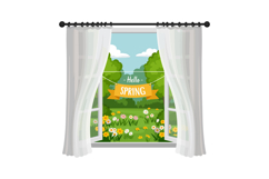 A bright, welcoming window view of a blooming garden scene, Product Image 1