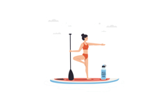Woman practicing yoga on a paddleboard in tranquil waters, s Product Image 1