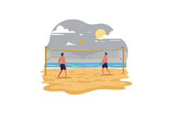 Two men playing beach volleyball on a sunny day with a vibra Product Image 1