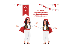 Two joyful children in traditional Turkish attire celebratin Product Image 1