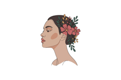 Profile of a woman adorned with vibrant flowers and leaves i Product Image 1