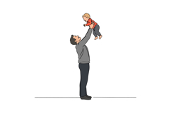 A joyful father lifting his child in the air, showcasing lov Product Image 1