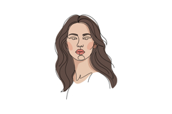 Stylish young woman with flowing hair in minimal line art de Product Image 1