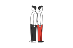 Two stylized men standing back to back in minimal design wit Product Image 1