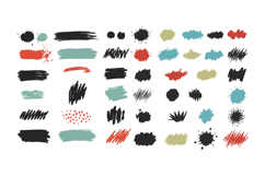 Colorful brush stroke patterns in various shapes and sizes, Product Image 1