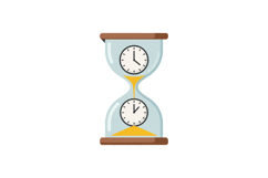 Hourglass with dual clocks showing time passing in a minimal Product Image 1