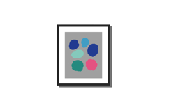 Colorful abstract shapes in a minimalistic design framed on Product Image 1